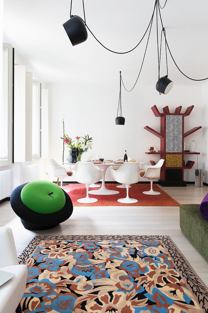 Surrealist designer pieces in living room