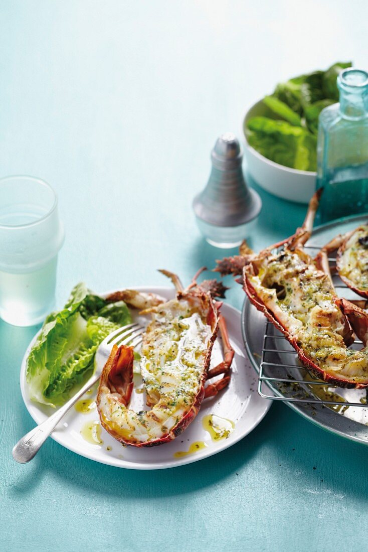 Braaied crayfish with roasted garlic and parsley butter