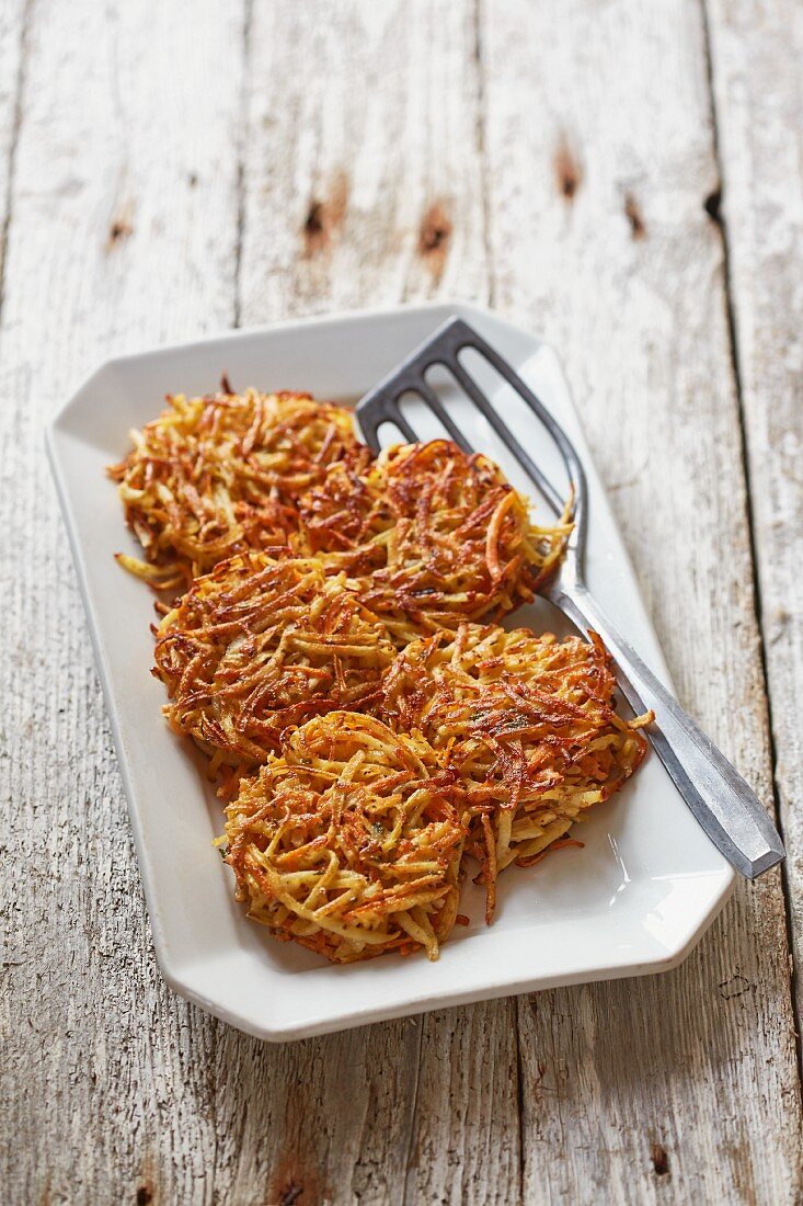 Root vegetable fritters with thyme and mustard