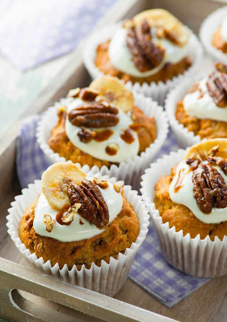 Pecan nut and banana muffins