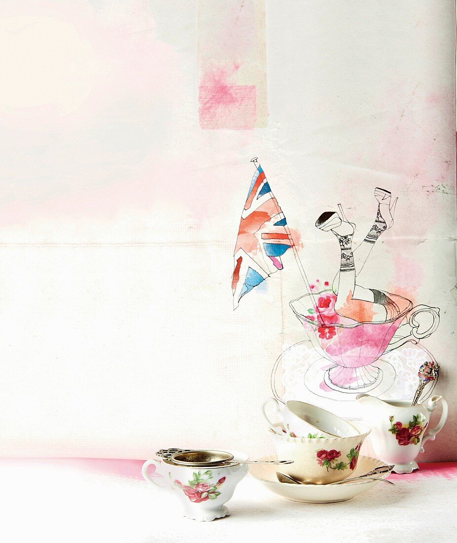 Still-life arrangement with English tea
