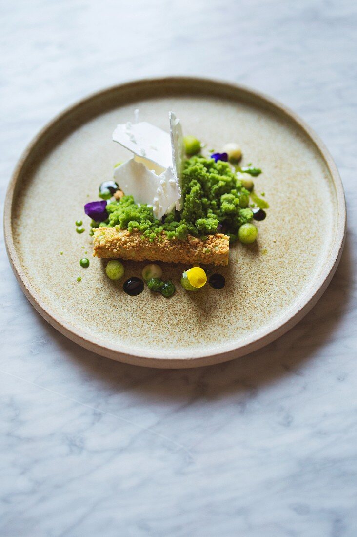 Sheep's yoghurt, apple and dill for the 'Typing Room' restaurant, London, England