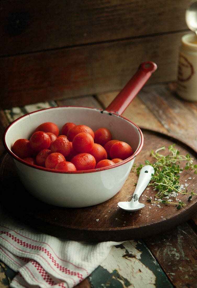 Tomatoes in a saucepan