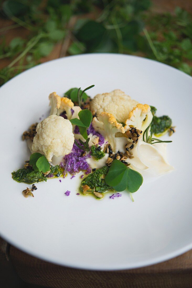 Cauliflower, almonds and rocket pesto, 'Rabbit' restaurant, London, England