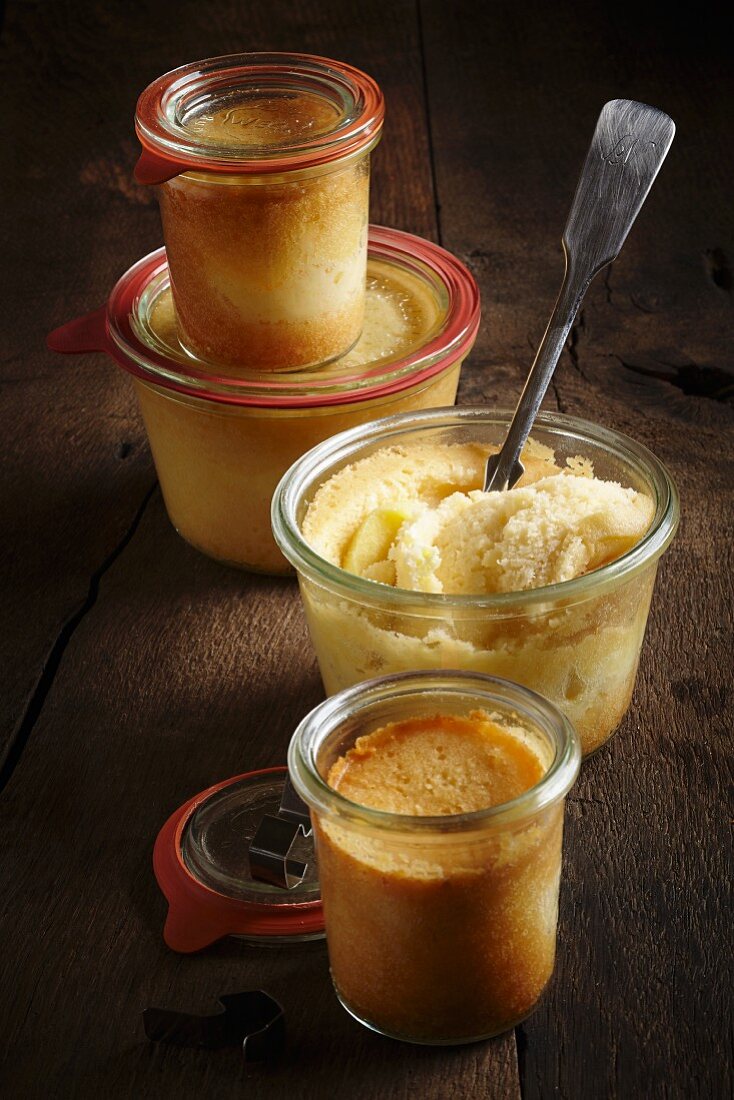 Creamy apple cake in a jar