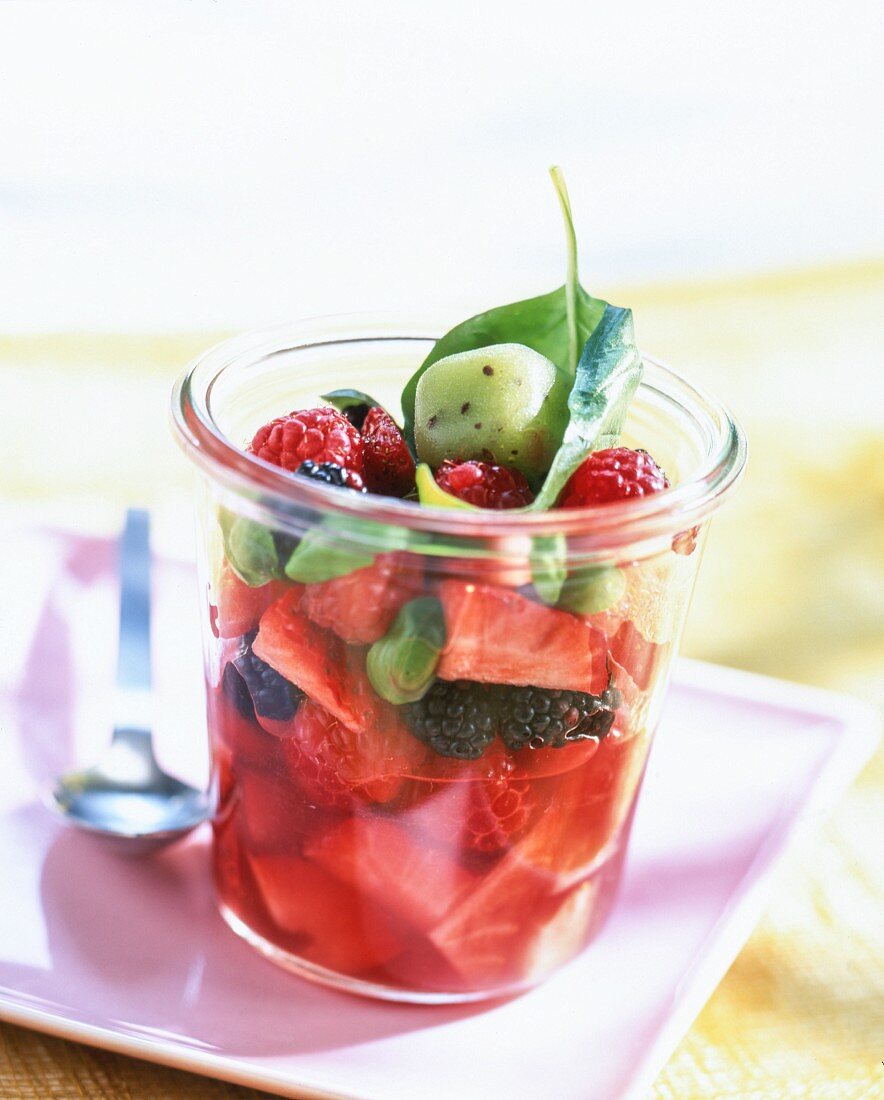 A summer berry salad with kiwi