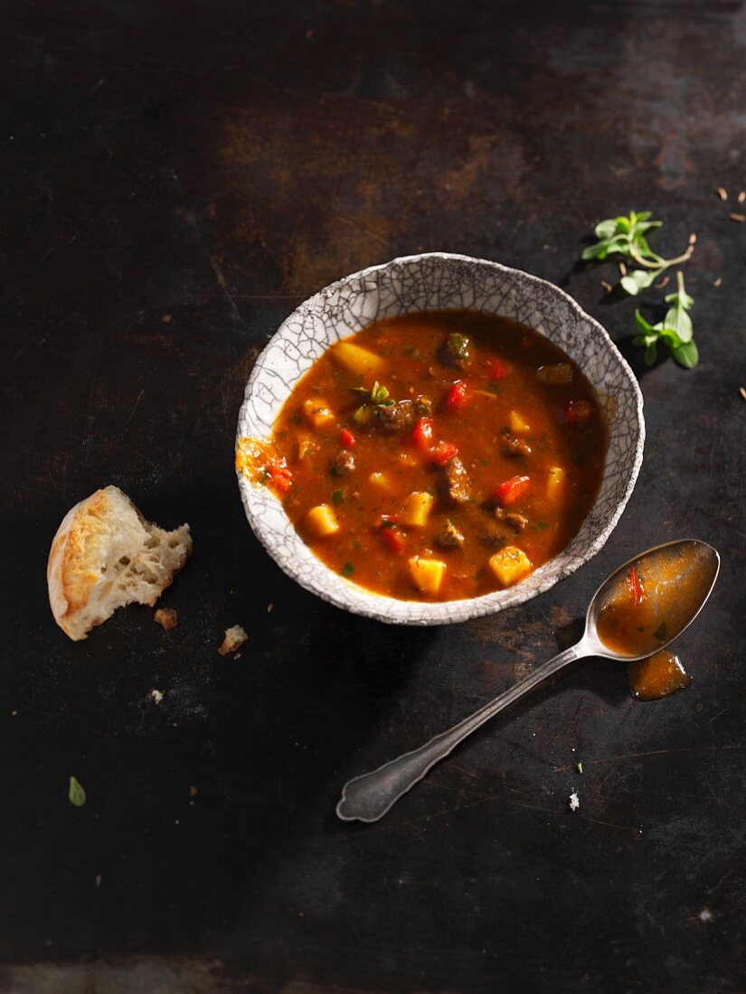 Goulash soup with bread