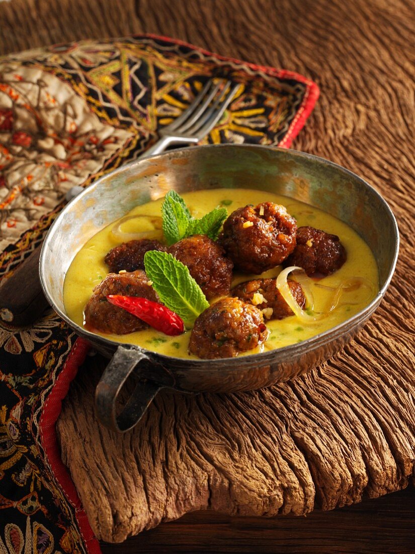 Indian lamb meatballs in a curry sauce