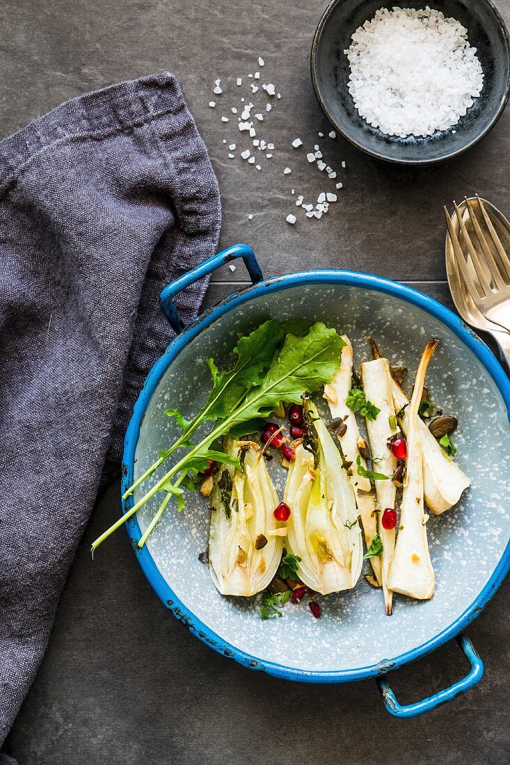 Roasted fennel with pomegranate seeds