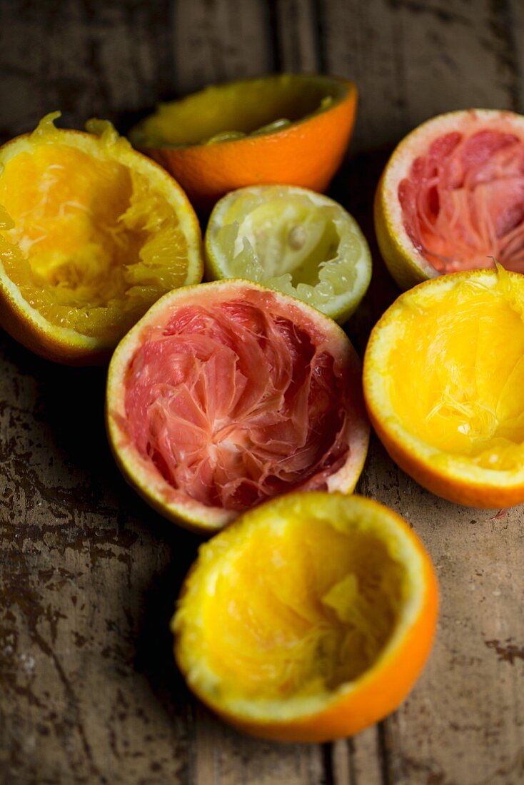 Skins of juiced citrus fruits