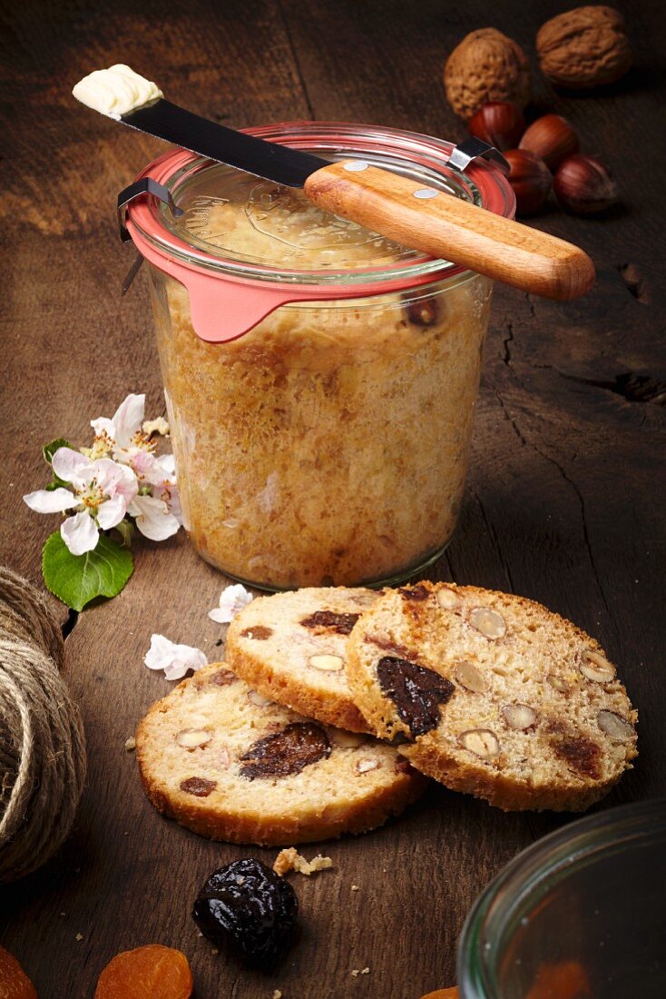 Apple bread baked in a glass