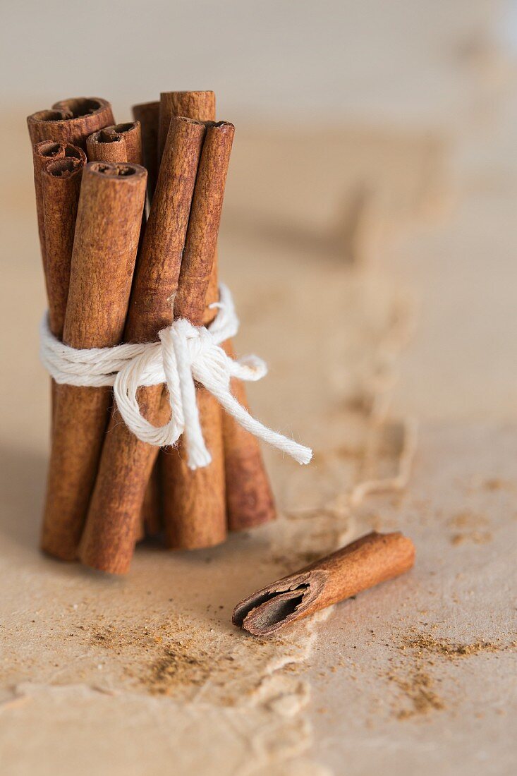 Cinnamon sticks, tied together