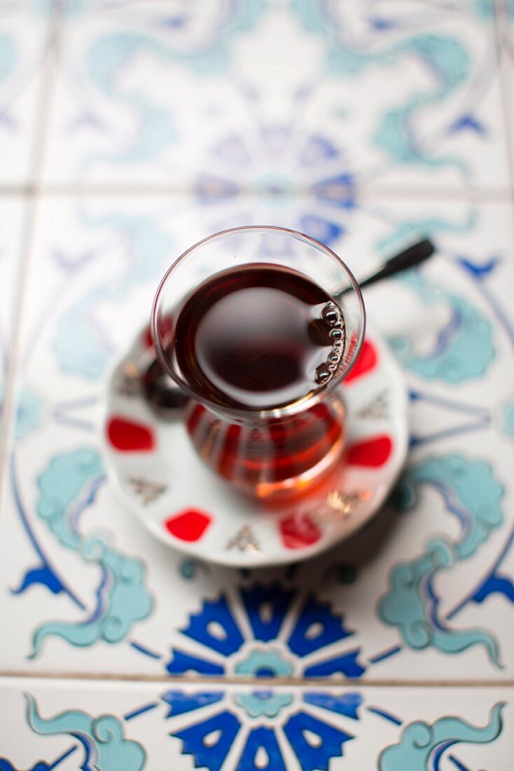 Turkish tea in a tea glass