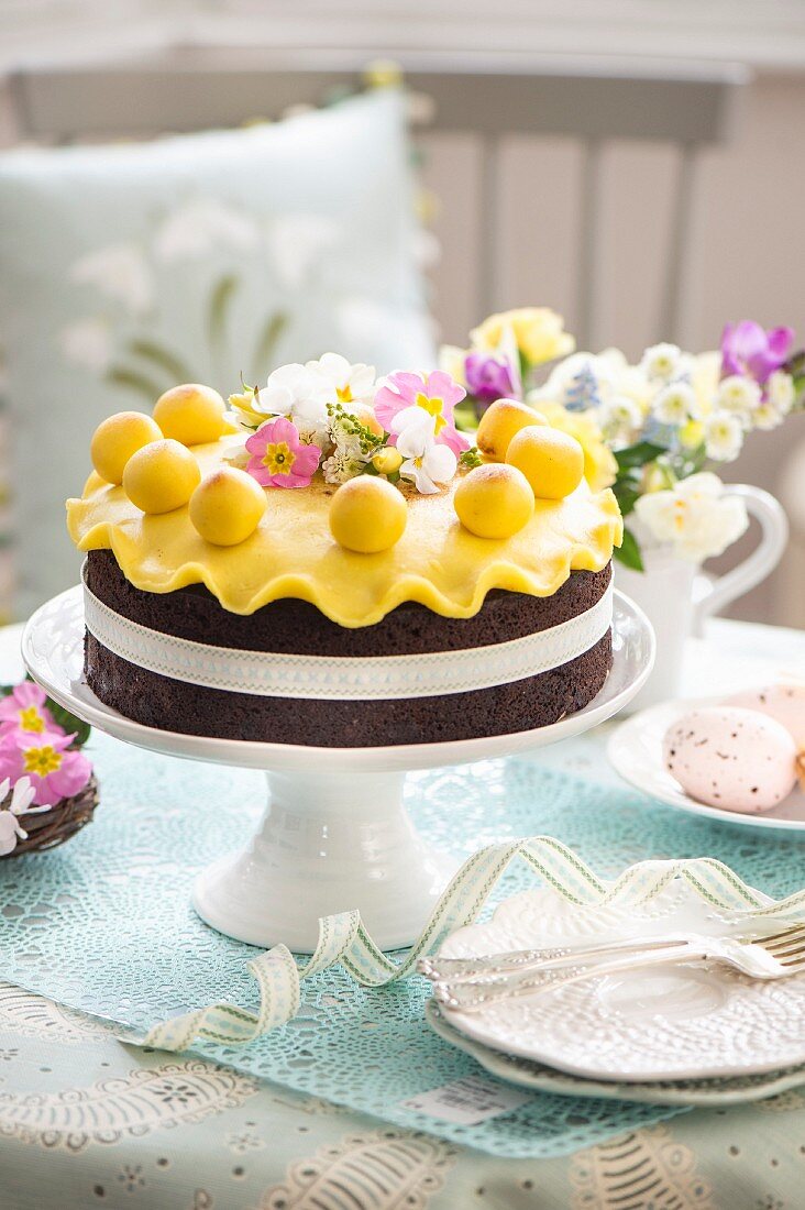 An Easter cake with marzipan