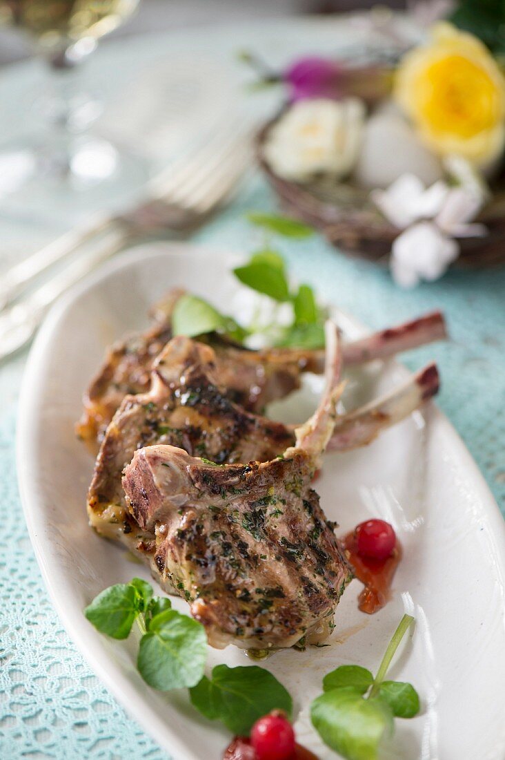 Lamb chops with herbs for Easter