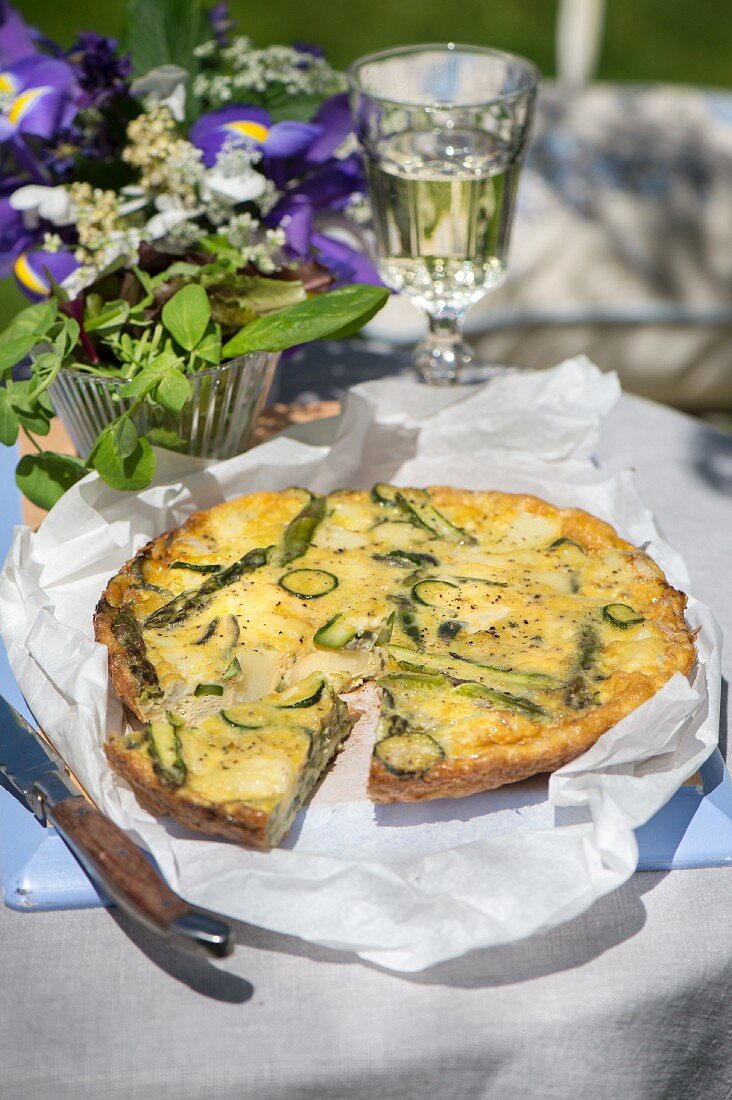 Asparagus frittata, sliced