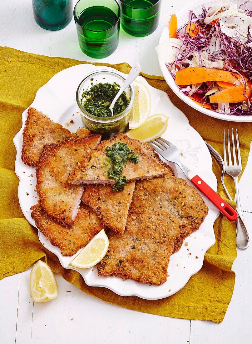 Veal scaloppini with salsa verde