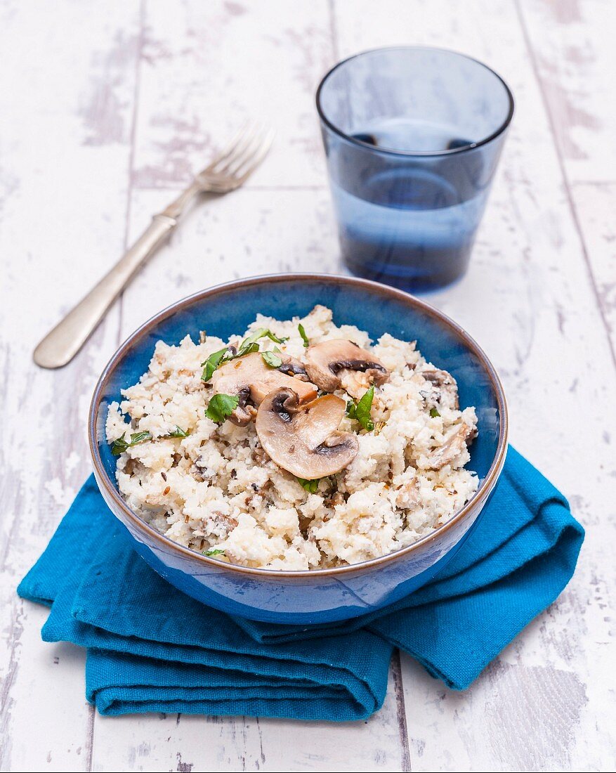 Mushroom risotto with cauliflower