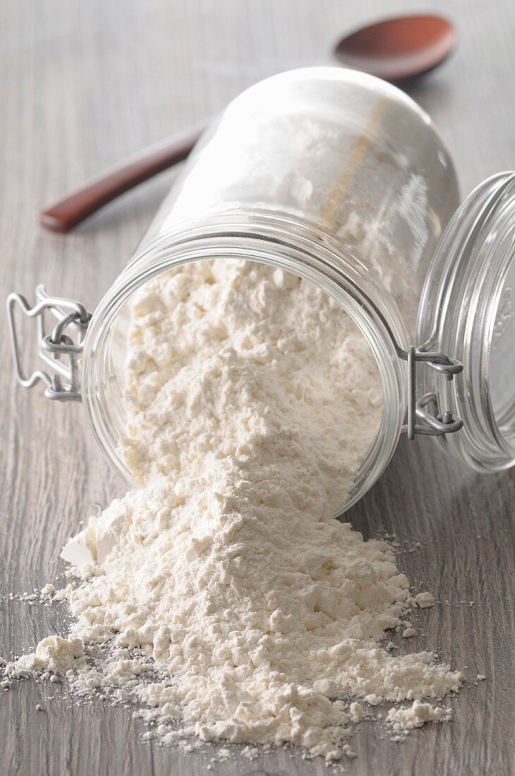 Flour in an overturned jar