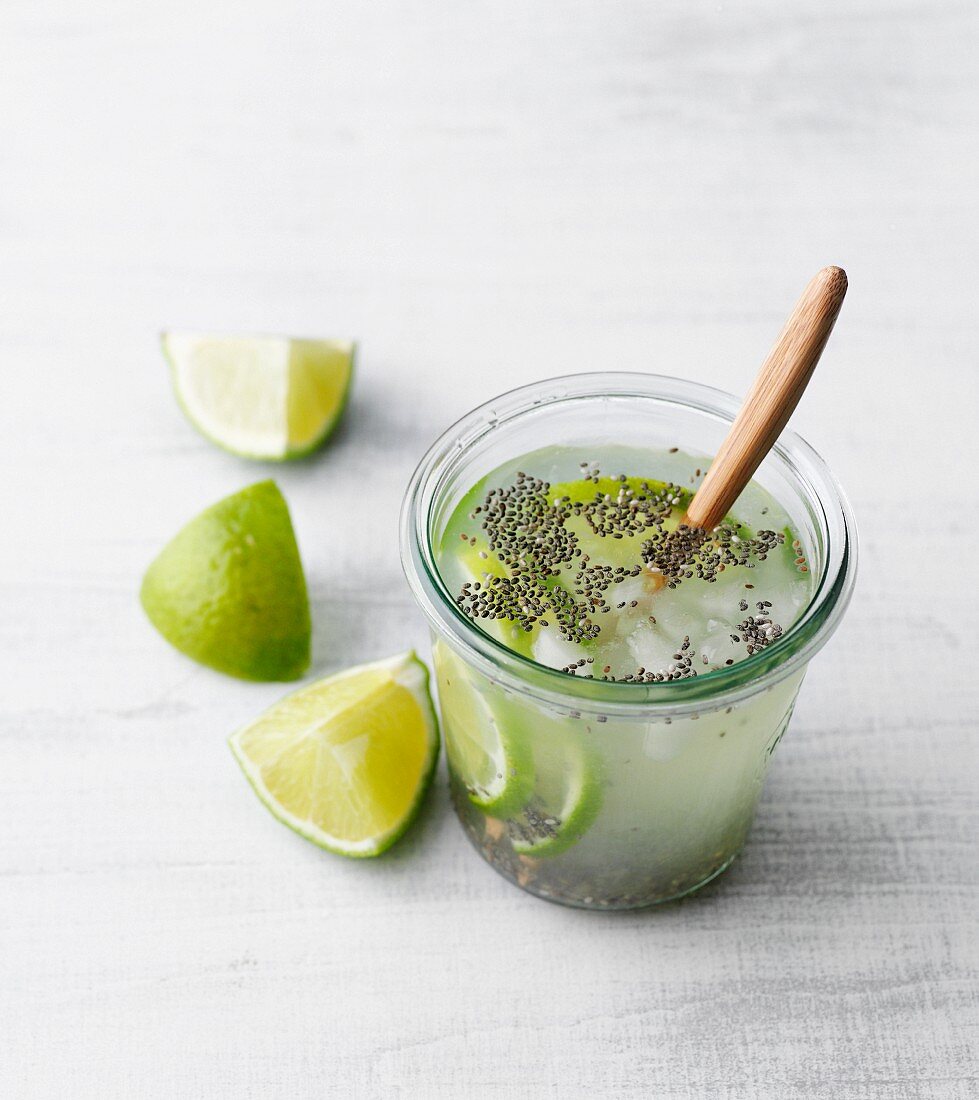 Chia seed drink with limes