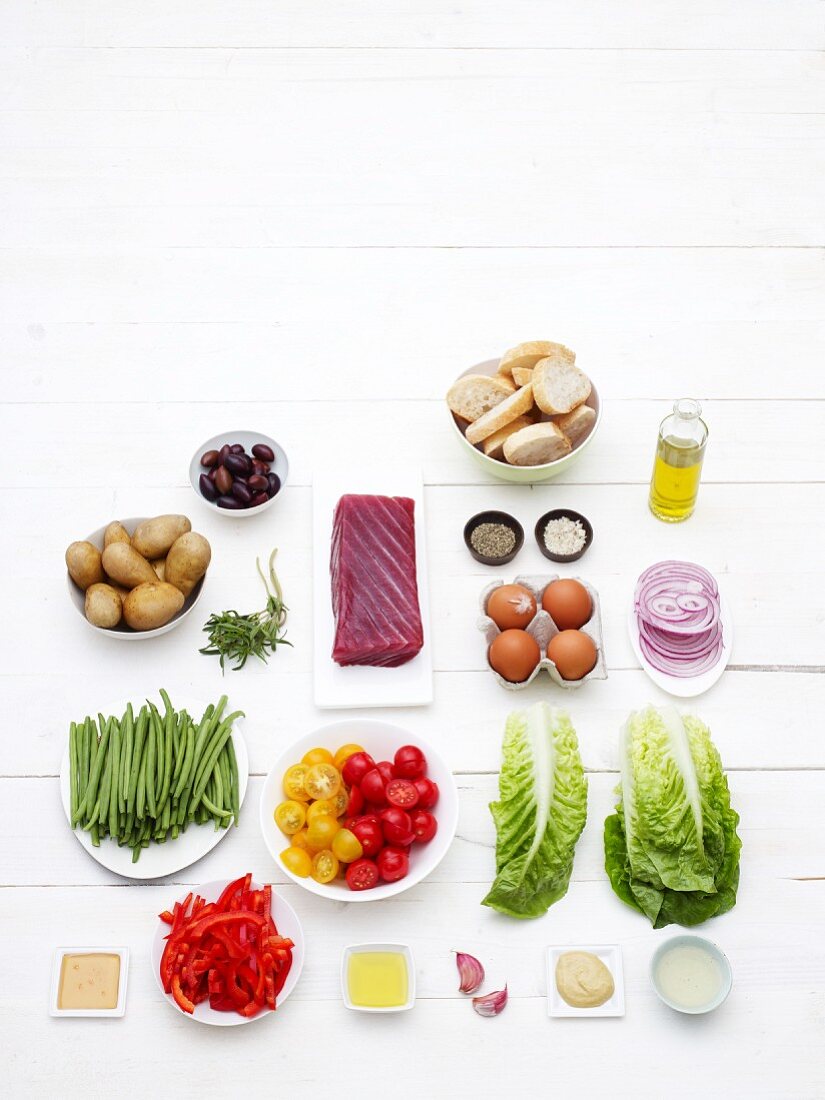 Ingredients for salad Niçoise