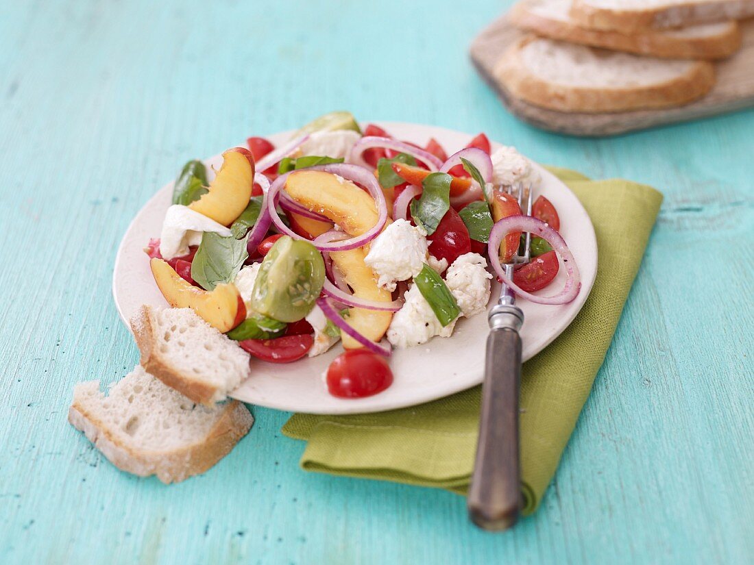 Tomatoes with mozzarella and nectarines