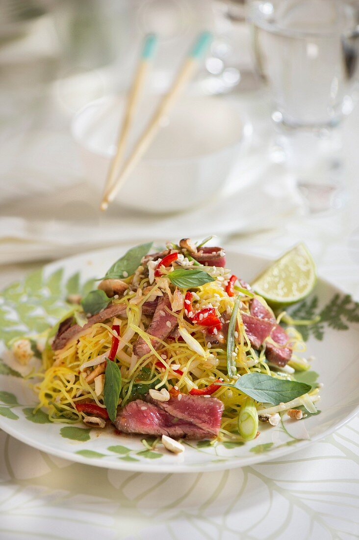 Oriental noodle salad with tuna fish