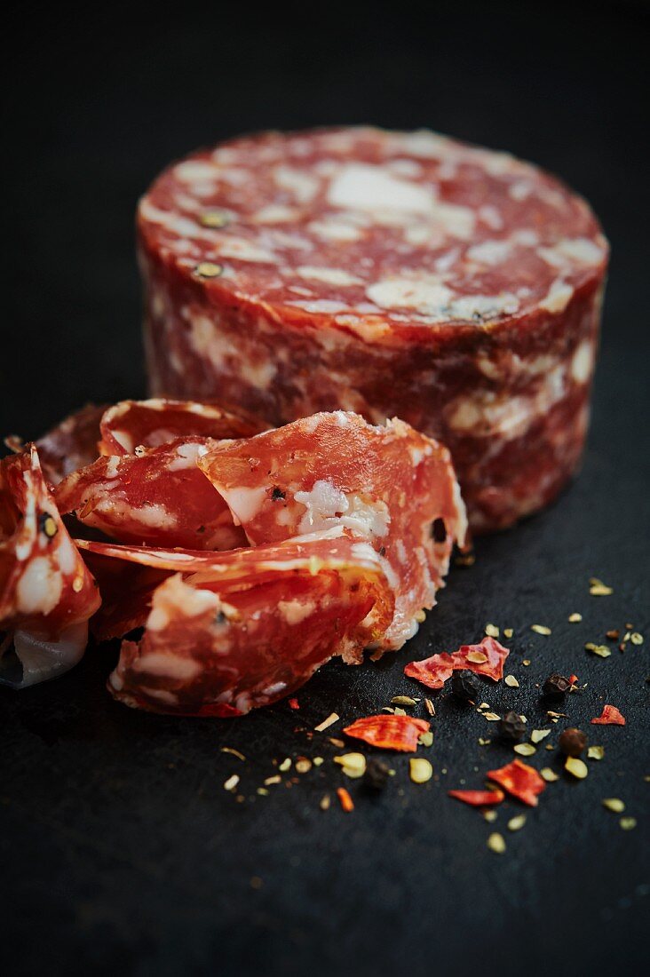 Soppressata (Sicilian salami), hand-sliced