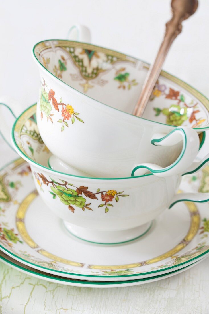 Soup cups with autumnal patterns