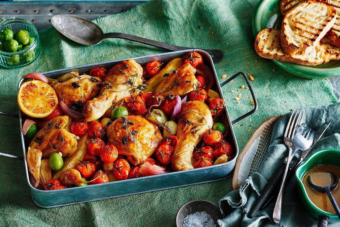 Spanish pepper chicken with vine tomatoes