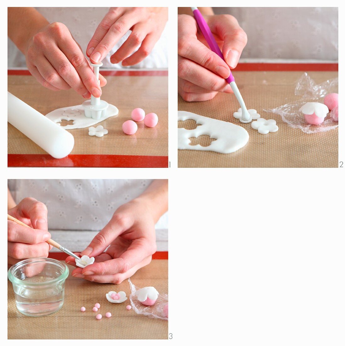 Fondant flowers being made