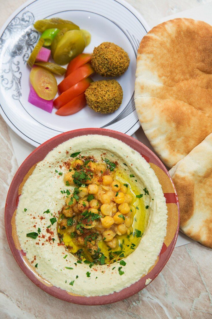 Hummus mit Kichererbsenpüree, Jerusalem, Israel
