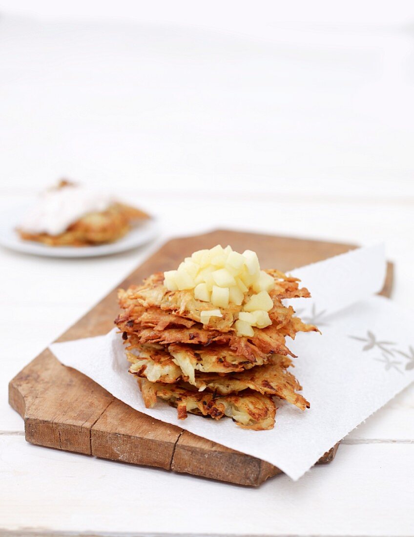 Potato fritters with apple compote