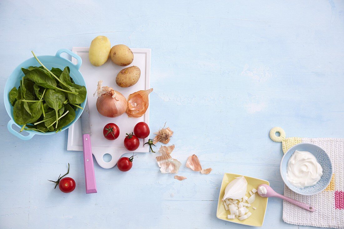 Healthy ingredients with children's dishes