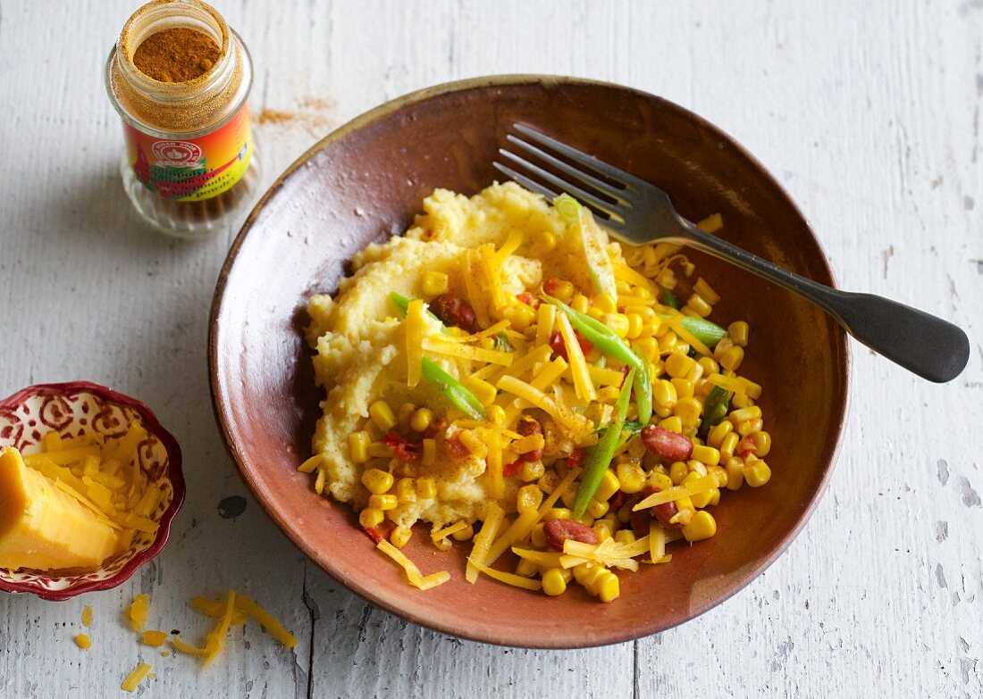 Tex-Mex polenta with sweetcorn and beans