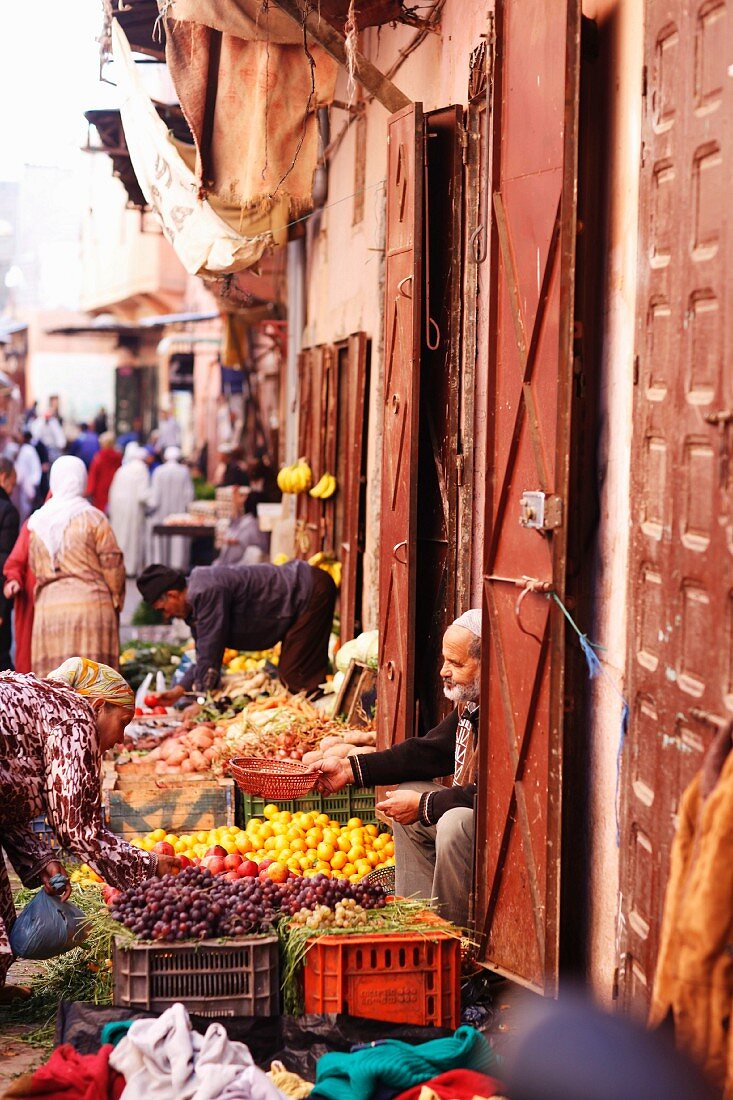 Street sellers in Marrakesh, Morocco