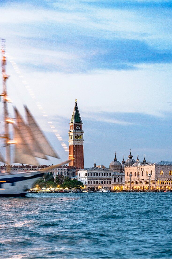 A sailing ship outside Venice, Italy