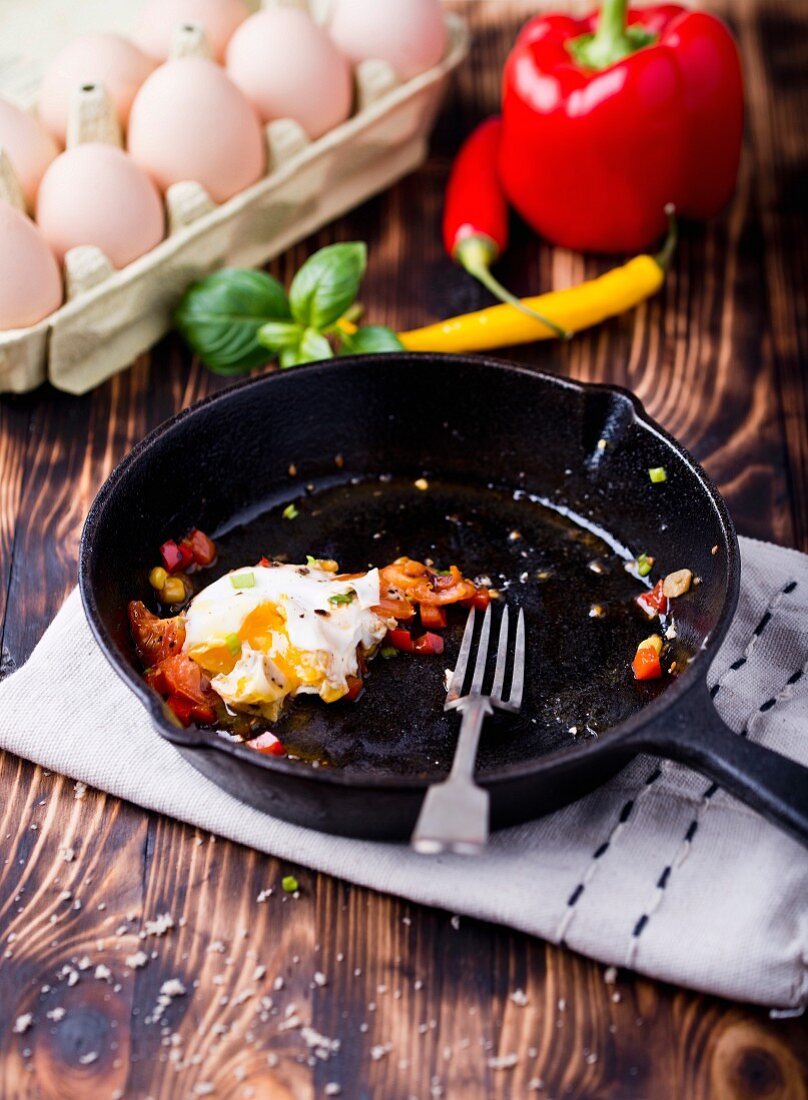 An empty pan of shakshuka