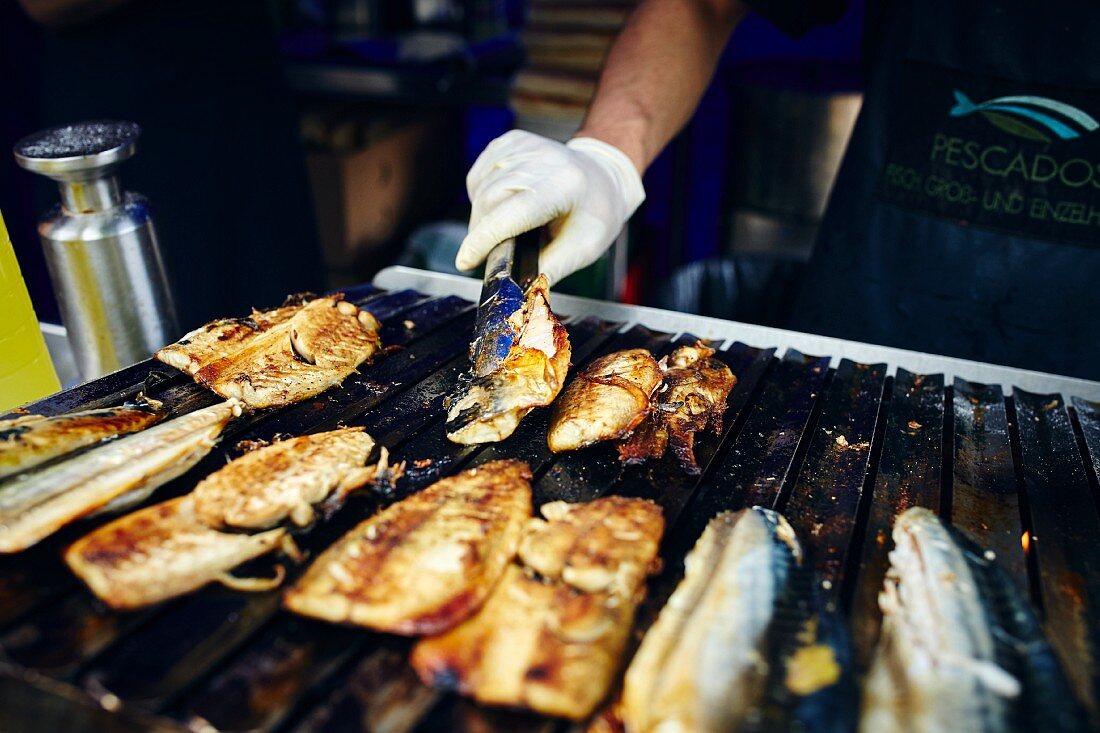 Fish being grilled, Turkey