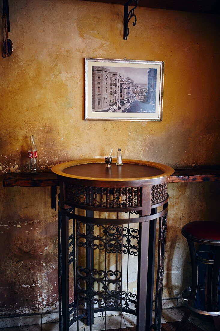 A bistro table in a Turkish cafe