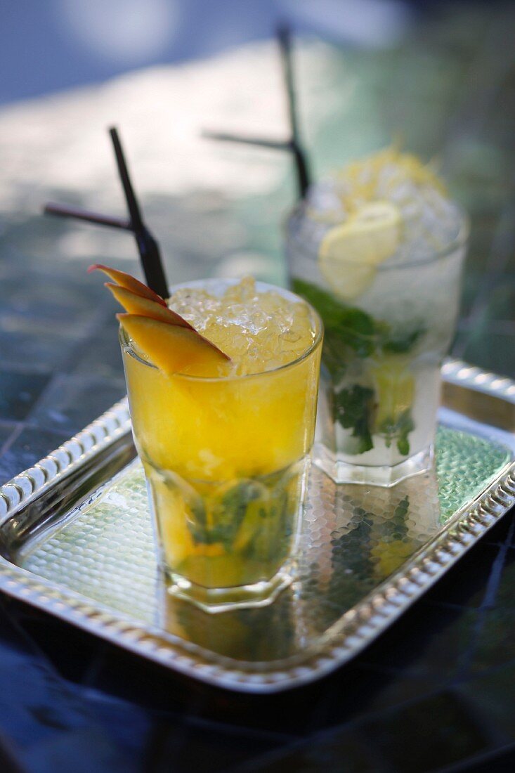 Two cocktails with mint, Marrakesh, Morocco