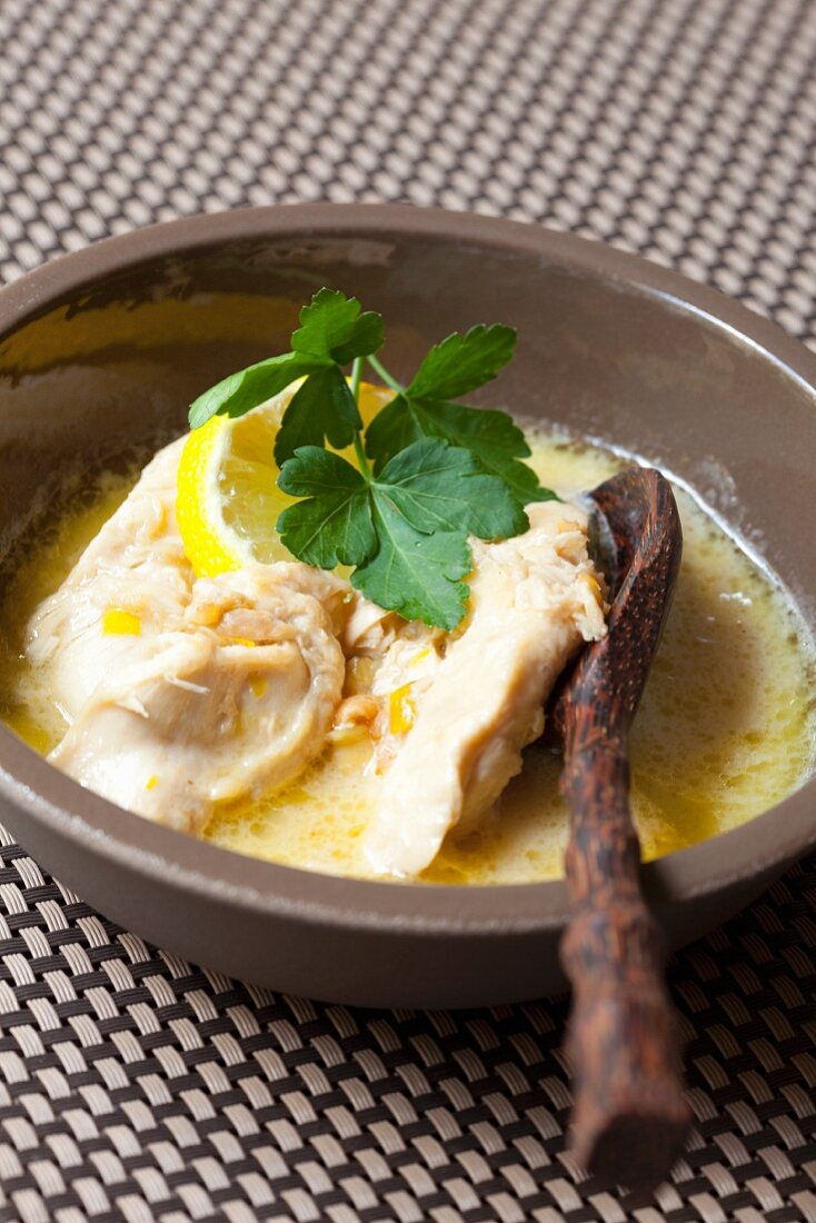 Chicken breast in a lemon and coconut sauce