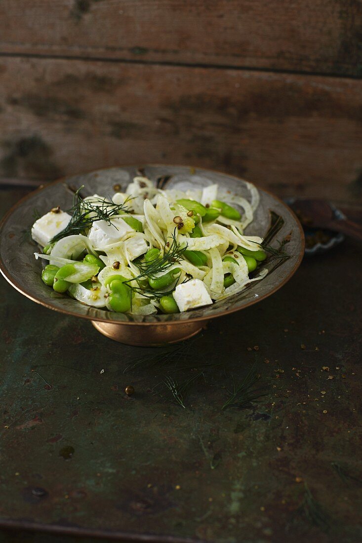 Fennel and bean seed salad with feta cheese