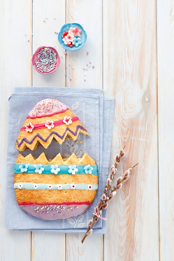 A shortbread Easter egg filled with almonds