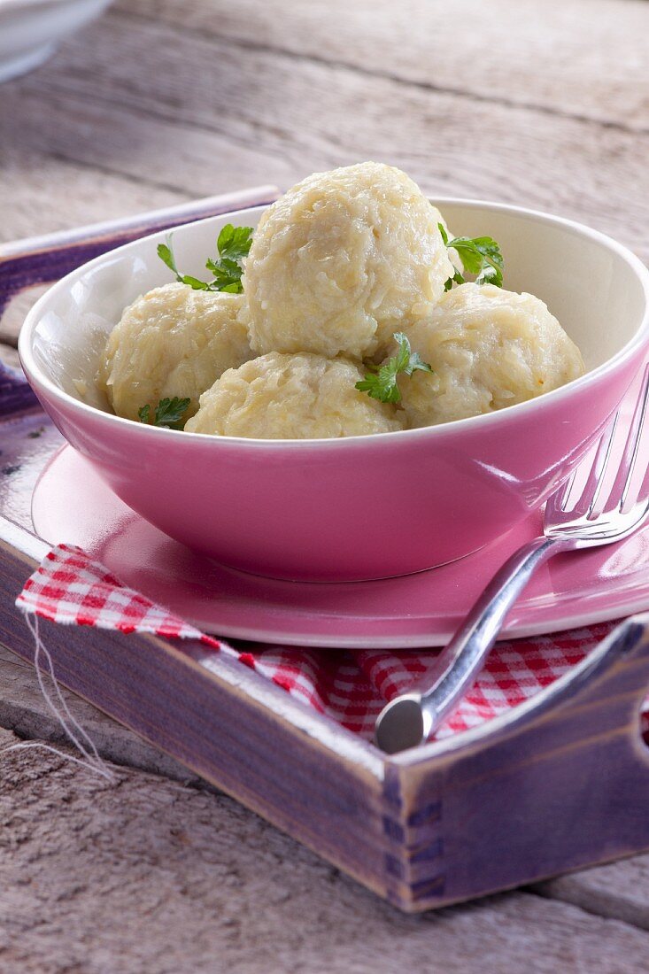 Potato dumplings in a bowl