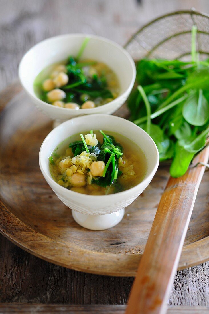 Bowl of Chickpea and Spinach Soup