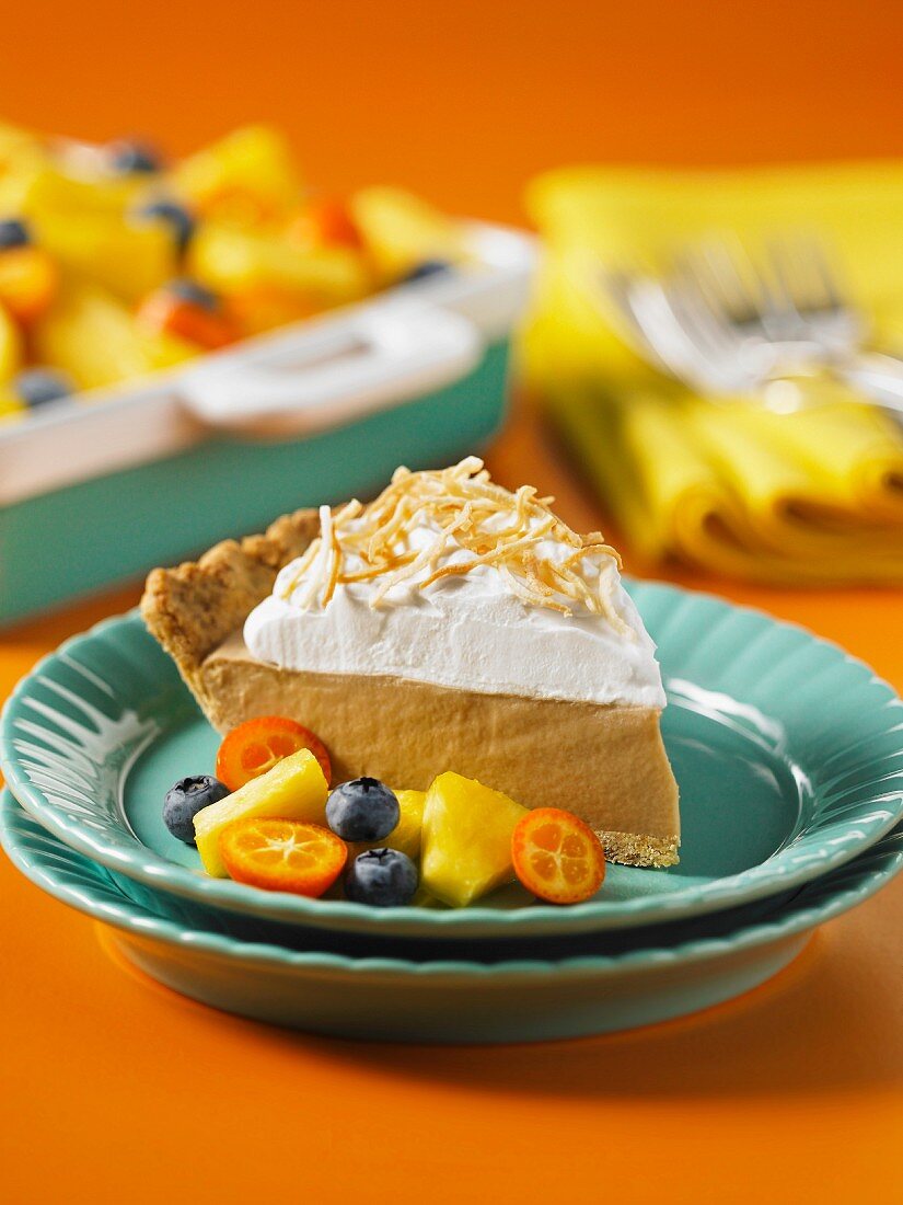 Coconut cream cake with fresh fruit