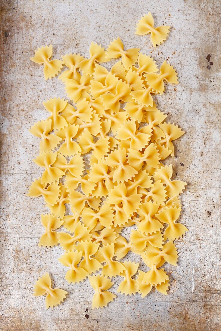 Farfalle on a grey surface