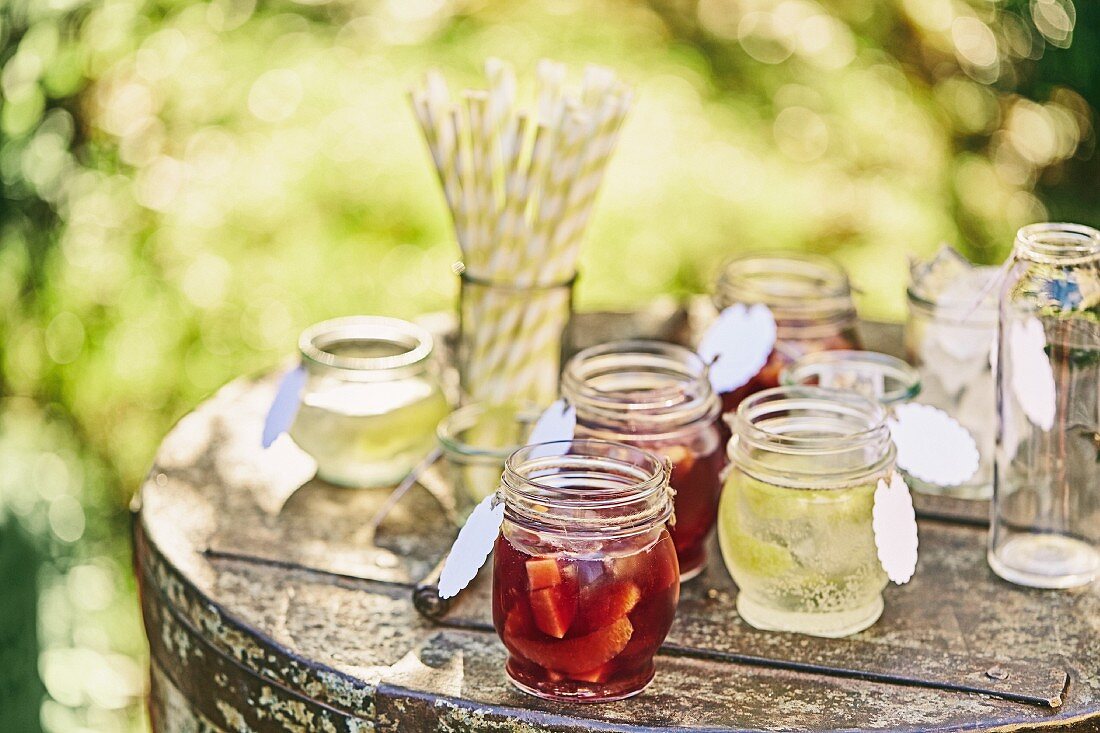 Various types of punch for a garden party