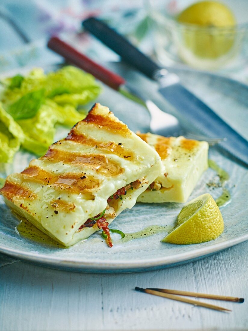 Grilled stuffed halloumi